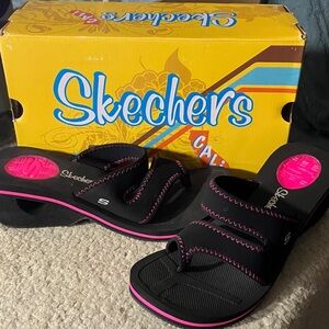 Skechers Black Sandals with Pink Highlights Cali